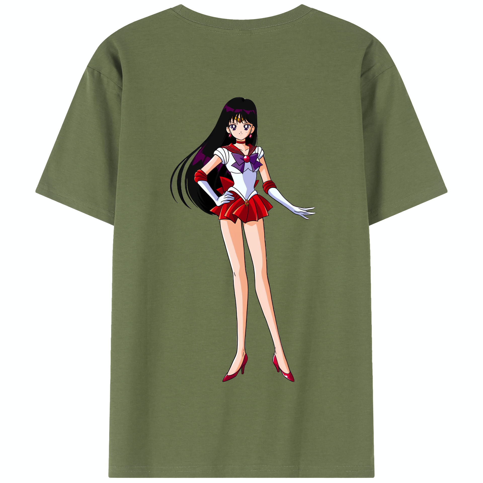 （画像用） 美少女戦士セーラームーン 火野レイ ひの レイ Sailor Moon Hino Rei （セーラーマーズ,Sailor Mars） 綿100％半袖Tシャツ（背面プリント）